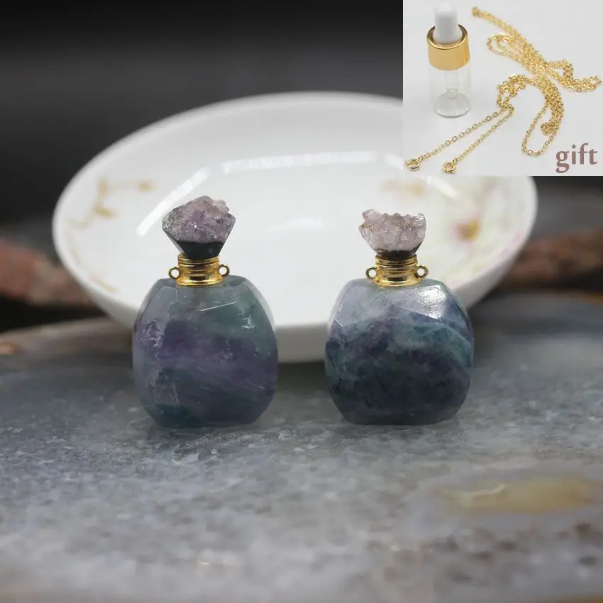New!Geode Druzy Caps Rainbow Fluorite Perfume Bottle Pendants,Crystal Gems Stone Essential Oil Diffuser Necklace Charms Jewelry
New!Geode Druzy Caps Rainbow Fluorite Perfume Bottle Pendants,Crystal Gems Stone Essential Oil Diffuser Necklace Charms Jewelry
