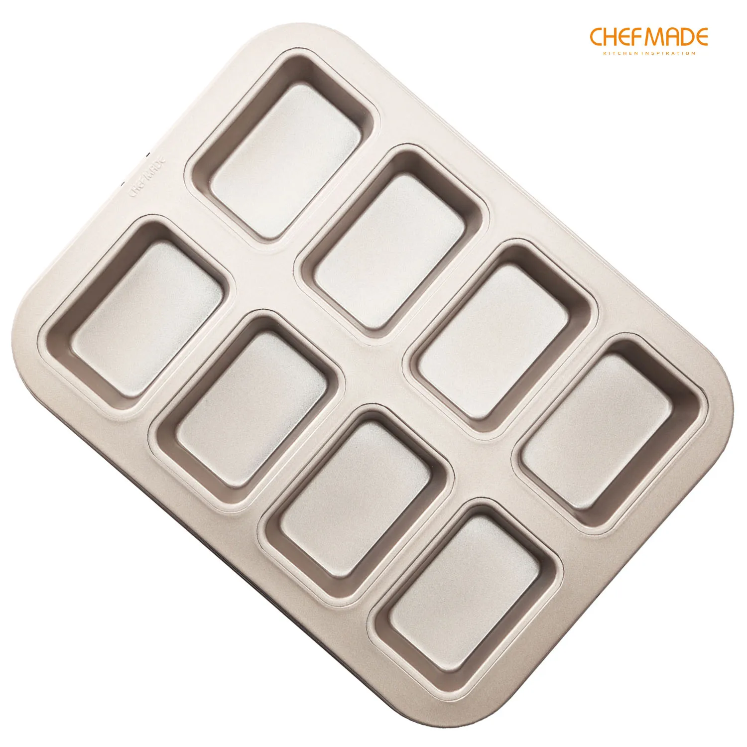 CHEFMADE Brownie Cake Mold, 8-Cavity Non-Stick Rectangle Bread Pan, FDA Approved for Oven Baking
CHEFMADE Brownie Cake Mold, 8-Cavity Non-Stick Rectangle Bread Pan, FDA Approved for Oven Baking