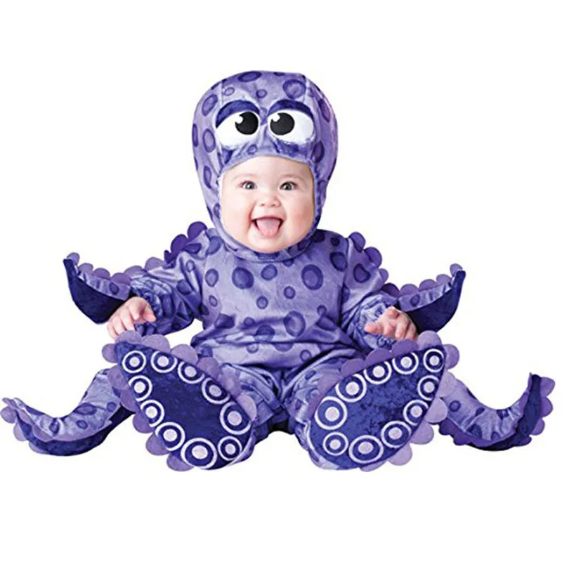 Фото 2022 карнавальные костюмы на Хэллоуин фиолетовый осьминог костюм для маленьких