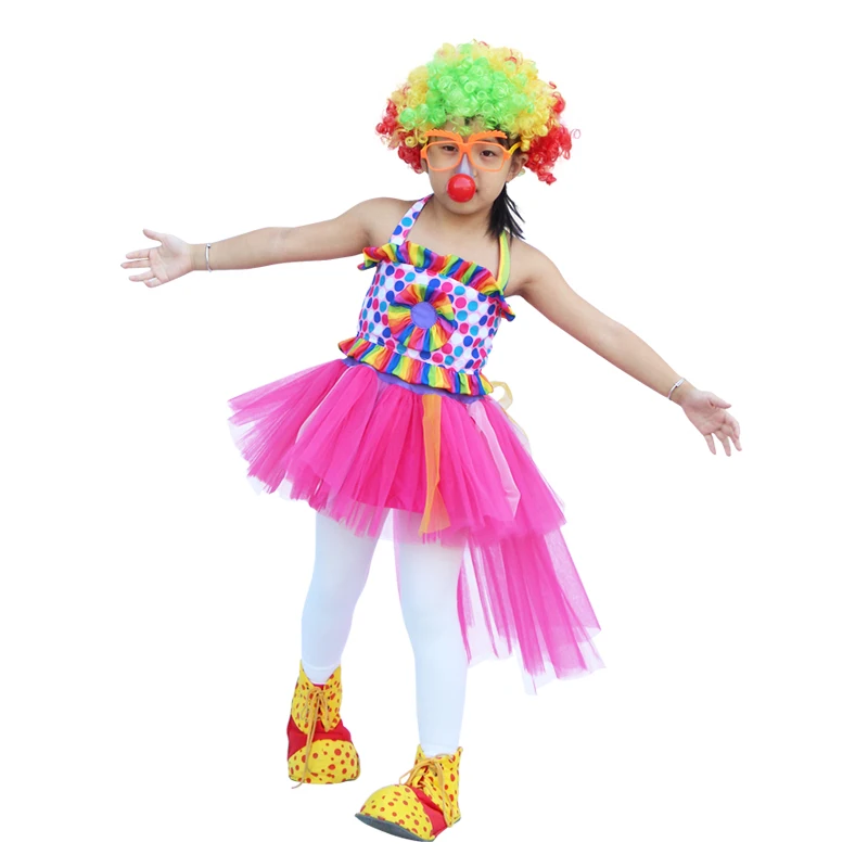 

Женский костюм клоуна на Хэллоуин bluey fantasia infantil, Детский костюм для косплея, туфли для носа для девочек-клоунов, парик для косплея