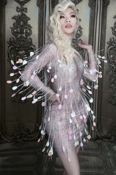 Nightclub bar female singer DJ performance costume DS guest lead dance gogo business performance costume Sequin skirt
Nightclub bar female singer DJ performance costume DS guest lead dance gogo business performance costume Sequin skirt