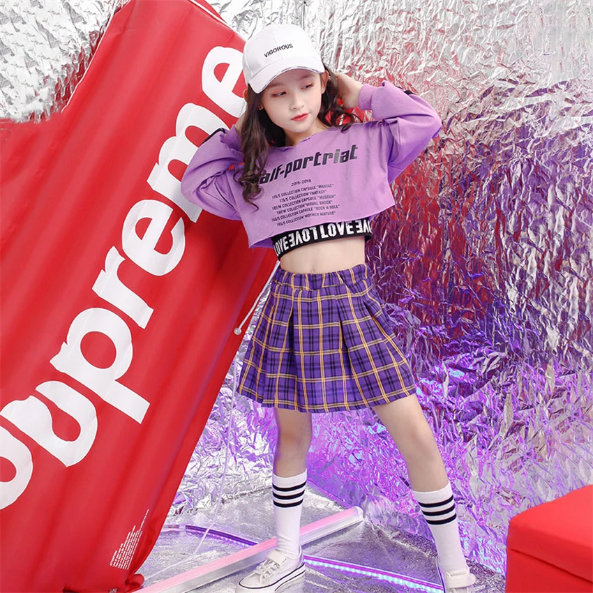 

Kids Jazz Dance Costume 2020 Fashion Cool Girl Hip Hop Streetwear Dancing Competition Children's Day Modern Stage Performance