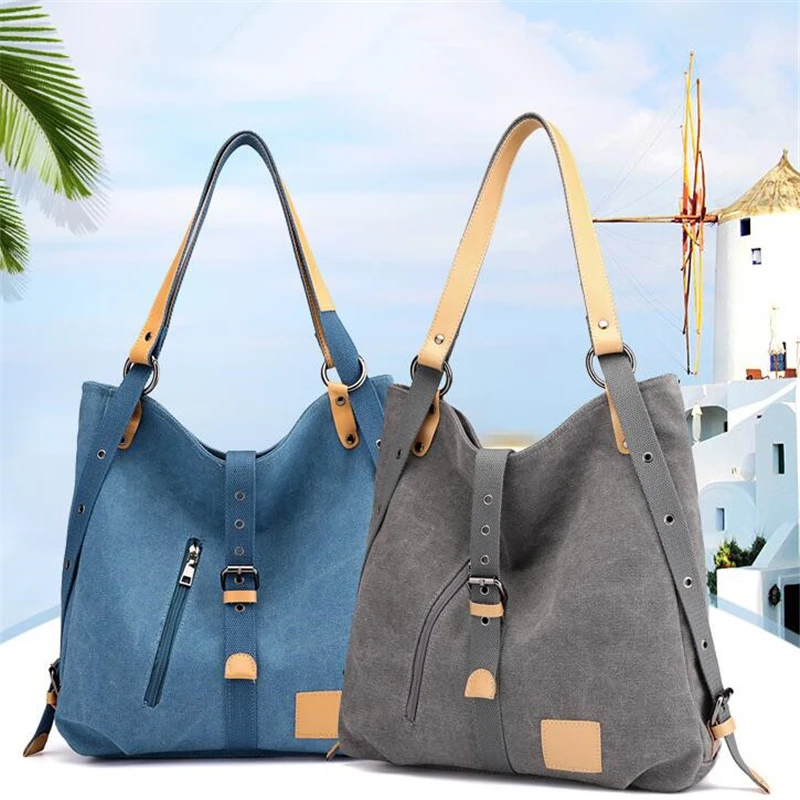 2019 Women Vintage Two Way Canvas Totes Multifunction Large Capacity Handbag For Travel Bags | Багаж и сумки
