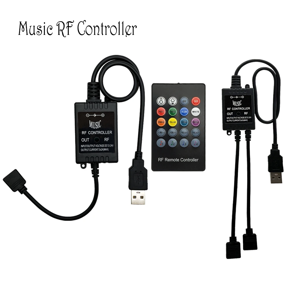20 Key USB Music RF RGB Controller Black Sound Sensor Remote For LED Strip Led Controller
20 Key USB Music RF RGB Controller Black Sound Sensor Remote For LED Strip Led Controller