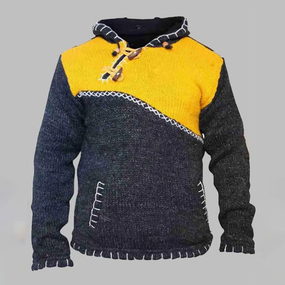 Men Sweatshirt Handsome Casual Color Block Knitted Hoodie Drawstring Pullover Sweatshirt
Men Sweatshirt Handsome Casual Color Block Knitted Hoodie Drawstring Pullover Sweatshirt