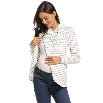 Casual Striped Sweatshirts Women Hoodies with Hood Pregnant Woman Clothes for Pregnant Women with A Secret Breastfeeding Clothes
Casual Striped Sweatshirts Women Hoodies with Hood Pregnant Woman Clothes for Pregnant Women with A Secret Breastfeeding Clothes
