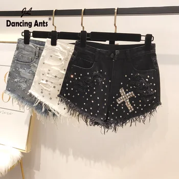 Woman Shorts Loose High Waist Ripped Denim Shorts Korean Vintage Streetwear Rivet Slim Female Short Trousers 2020 Summer Fashion
Woman Shorts Loose High Waist Ripped Denim Shorts Korean Vintage Streetwear Rivet Slim Female Short Trousers 2020 Summer Fashion