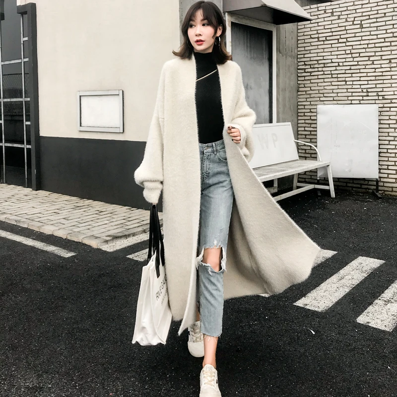 2019 Women Autumn And Winter Imitated Mink Knitting Cardigan Coat Loose Bats Long Lazy Wind Female Warm Sweater Coat
2019 Women Autumn And Winter Imitated Mink Knitting Cardigan Coat Loose Bats Long Lazy Wind Female Warm Sweater Coat
