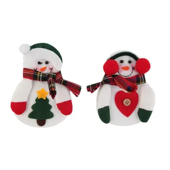

2pcs/set Christmas Santa Claus Kitchen Cutlery Suit Silveware Holders Porckets Knifes and Folks Bag Snowman Shaped Holiday Gifts