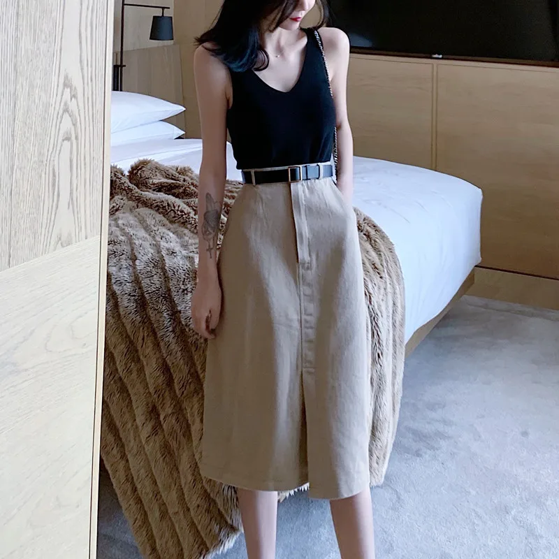 Workwear-Style Slit High Waist Skirt Autumn 2019 New Style Versatile A- line Skirt Women's Casual Skirt Mid-length Skirt
Workwear-Style Slit High Waist Skirt Autumn 2019 New Style Versatile A- line Skirt Women's Casual Skirt Mid-length Skirt
