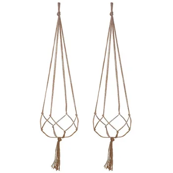 

2PCS 47 Inches Plant Flower Hanger Macrame Jute for Indoor Outdoor Ceiling Deck Balcony Round and Square Pots
