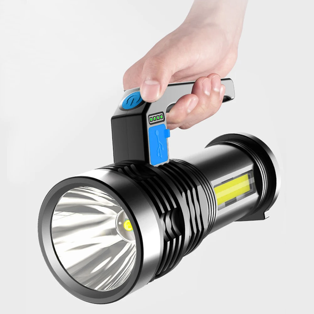 XANES P500 Double Light 500m Strong Flashlight with COB Sidelight USB Rechargeable Handheld Spotlight LED Lantern Torch Lamp | Освещение