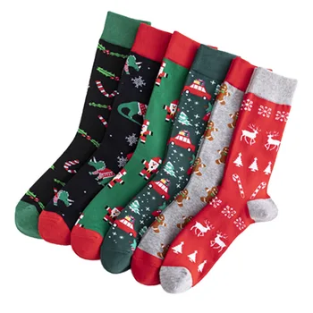 

Woman Men Christmas Cotton Socks Cartoon Print Dinosaur Snowman Deer Ribbed Closing Novelty Warm Socks