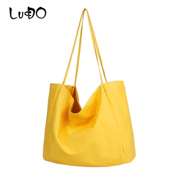 LUCDO Large Capacity Totes Casual Designer Women Canvas Soft Shoulder Bags Luxury Shopping Handbags 2020 Simple Female Bags
LUCDO Large Capacity Totes Casual Designer Women Canvas Soft Shoulder Bags Luxury Shopping Handbags 2020 Simple Female Bags
