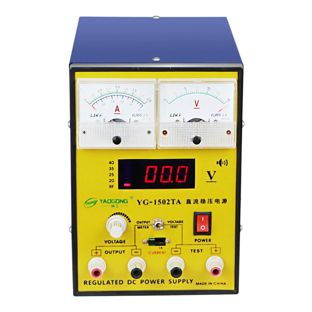 YAOGONG 1502TA Regulated DC power supply Beep buzzer alarm Mobile phone appliance repair Signal detection adjustable 15V 2A
YAOGONG 1502TA Regulated DC power supply Beep buzzer alarm Mobile phone appliance repair Signal detection adjustable 15V 2A