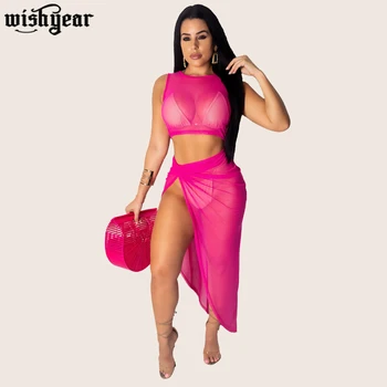Wishyear Sexy Mesh Two Piece Set Women Perspective Crop Tops + Split Skirt Asymmetrical Night Club Party Dress Matching Sets
Wishyear Sexy Mesh Two Piece Set Women Perspective Crop Tops + Split Skirt Asymmetrical Night Club Party Dress Matching Sets