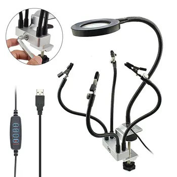 3X Magnifier Soldering Station with LED Light Bench Table Clamp Soldering Helping Hand USB Arms Desk Lamp for Reading Working
3X Magnifier Soldering Station with LED Light Bench Table Clamp Soldering Helping Hand USB Arms Desk Lamp for Reading Working