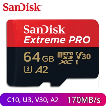 

SanDisk MicroSD Card 128GB Memory Card 64GB TF Flash Card 256GB Extreme PRO UHS-I C10 U3 A2 V30 SDXC 4K HD For Camera 170MB/s