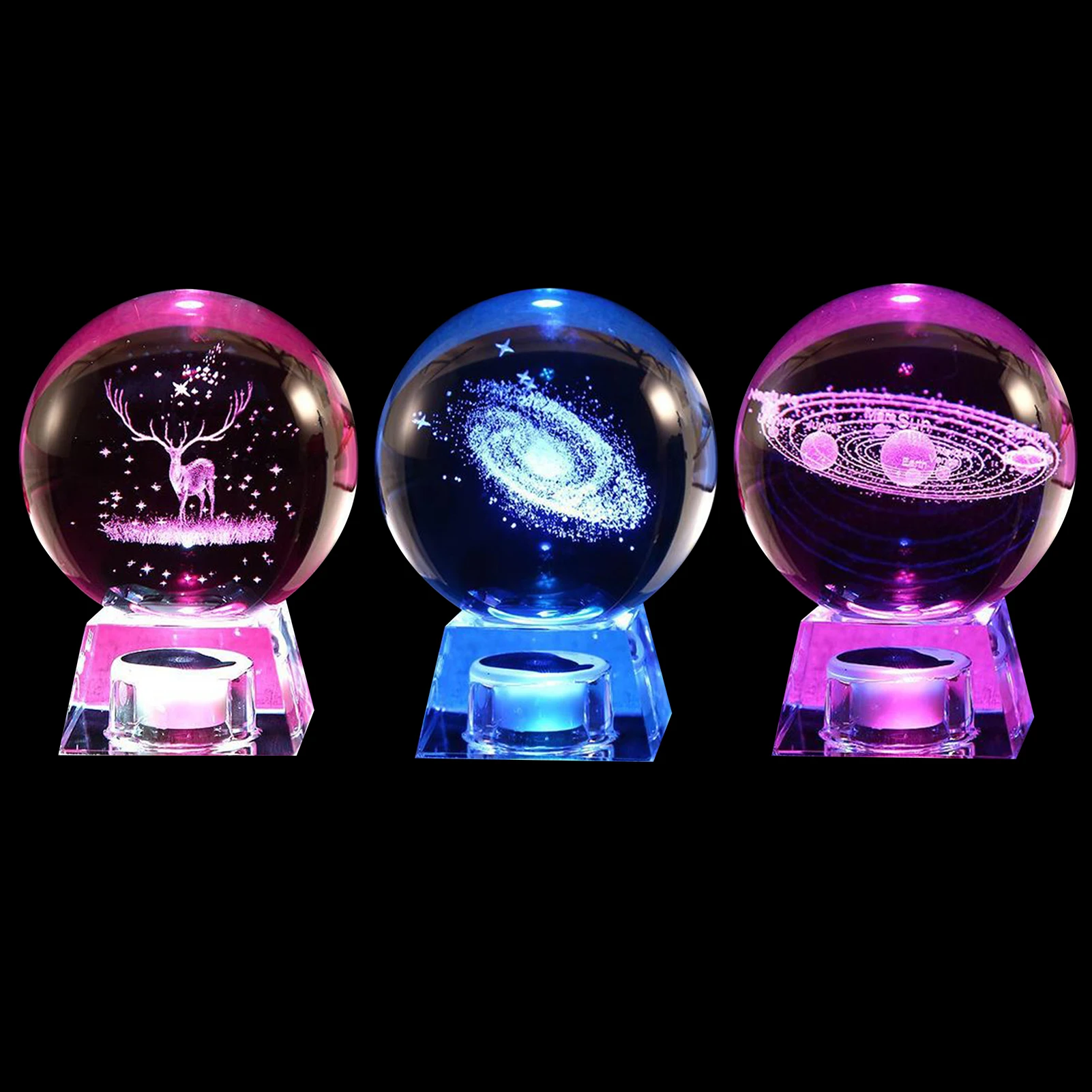Generic Crystal Snow Globe Elk Solar System MilkyWay Crystal Ball Snow