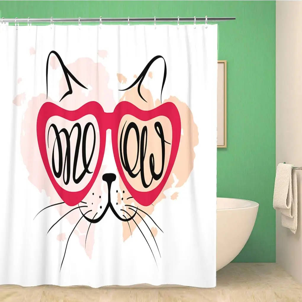 Bathroom Shower Curtain Red Heart Valentine Cat Lover Funny in Glasses Cheshire Polyester Fabric 72x72 inches Waterproof Bath
Bathroom Shower Curtain Red Heart Valentine Cat Lover Funny in Glasses Cheshire Polyester Fabric 72x72 inches Waterproof Bath