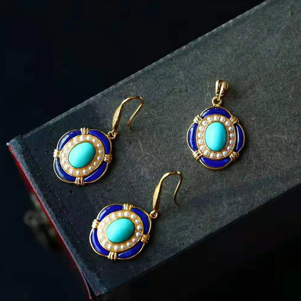 RADHORSE Jewelry Sets 925 Sterling silver Turquoise pearl lapis Retro Modeling Pendants & Earrings luxurious Jewelry Sets
RADHORSE Jewelry Sets 925 Sterling silver Turquoise pearl lapis Retro Modeling Pendants & Earrings luxurious Jewelry Sets