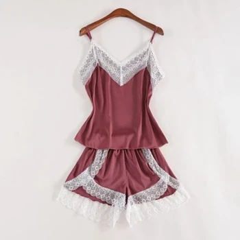 Pyjama Gown Set Women Sleep Suit Lace Nightshirts V-Neck Pajamas Strap Top Pants Sleepwear Sleeveless Robe Negligee Homewear
Pyjama Gown Set Women Sleep Suit Lace Nightshirts V-Neck Pajamas Strap Top Pants Sleepwear Sleeveless Robe Negligee Homewear