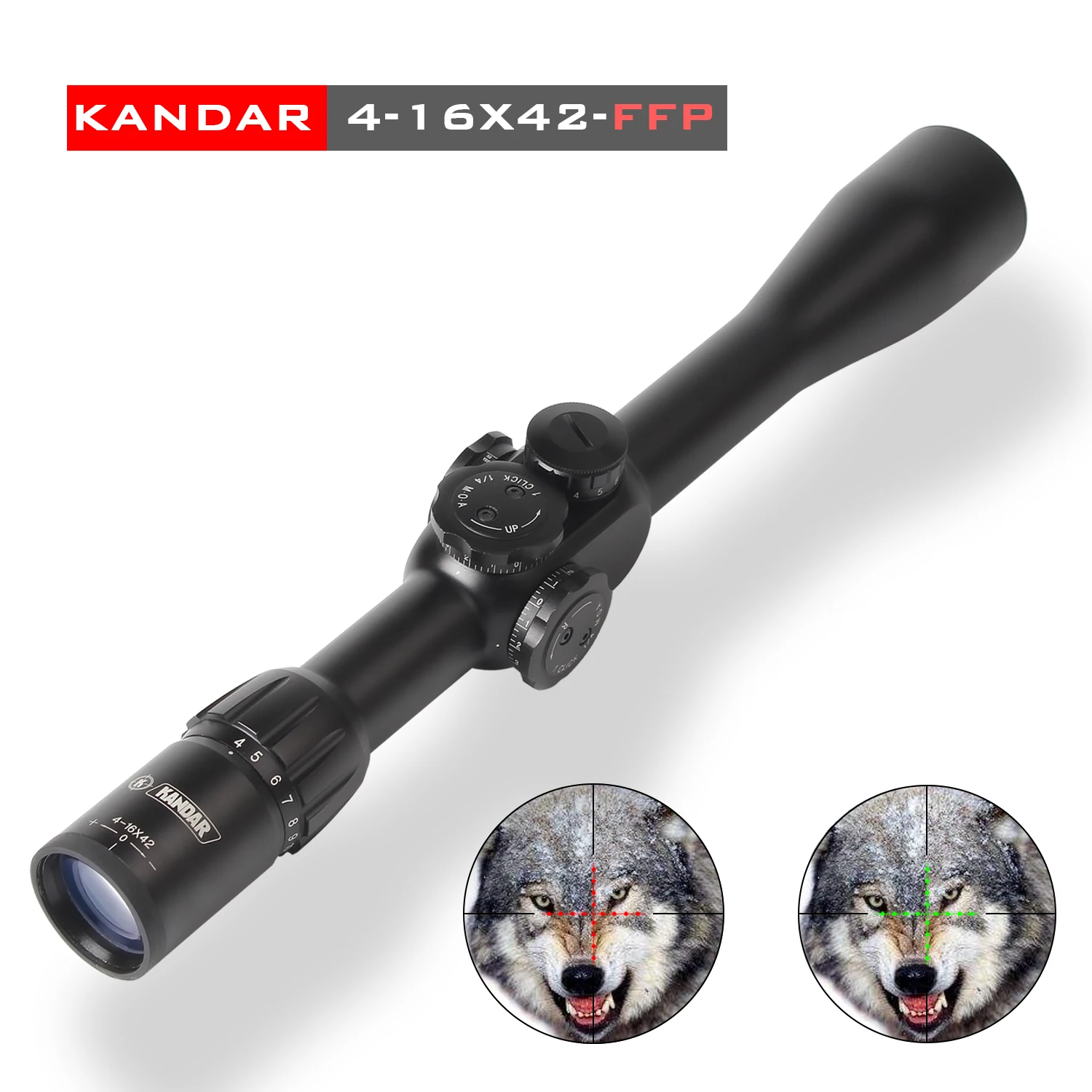 KANDAR4-16X42 FFP Tactical Riflescope Red Green Illuminate Rifle Scope Sniper Optic Sight Hunting Scopes red dot hunting optics
KANDAR4-16X42 FFP Tactical Riflescope Red Green Illuminate Rifle Scope Sniper Optic Sight Hunting Scopes red dot hunting optics