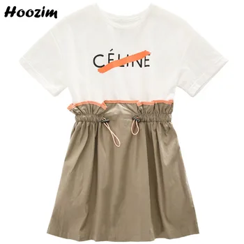 High Street Patchwork Short Sleeve O Neck Letter Dress Girls 4-11 Years 2020 Sumer Drawstring Wiast Knee Length Dresses Children
High Street Patchwork Short Sleeve O Neck Letter Dress Girls 4-11 Years 2020 Sumer Drawstring Wiast Knee Length Dresses Children