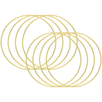 LIXF 10 Pcs 14 Inch Metal Crafts Hoops Macrame Creations Ring for DIY Crafts Dream Catchers Wall Hanging Crafts, Gold