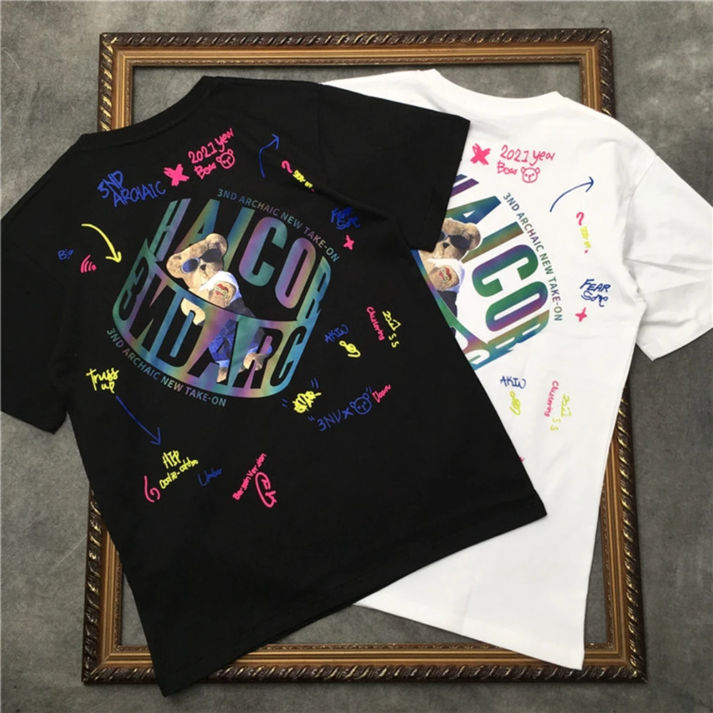 marcelo barrett Tshirt 2021 Reflective Bear Print Tee Mens Short Sleeve T-shirt Women Cotton Casual Hip Hop Highstreet T Shirt
marcelo barrett Tshirt 2021 Reflective Bear Print Tee Mens Short Sleeve T-shirt Women Cotton Casual Hip Hop Highstreet T Shirt