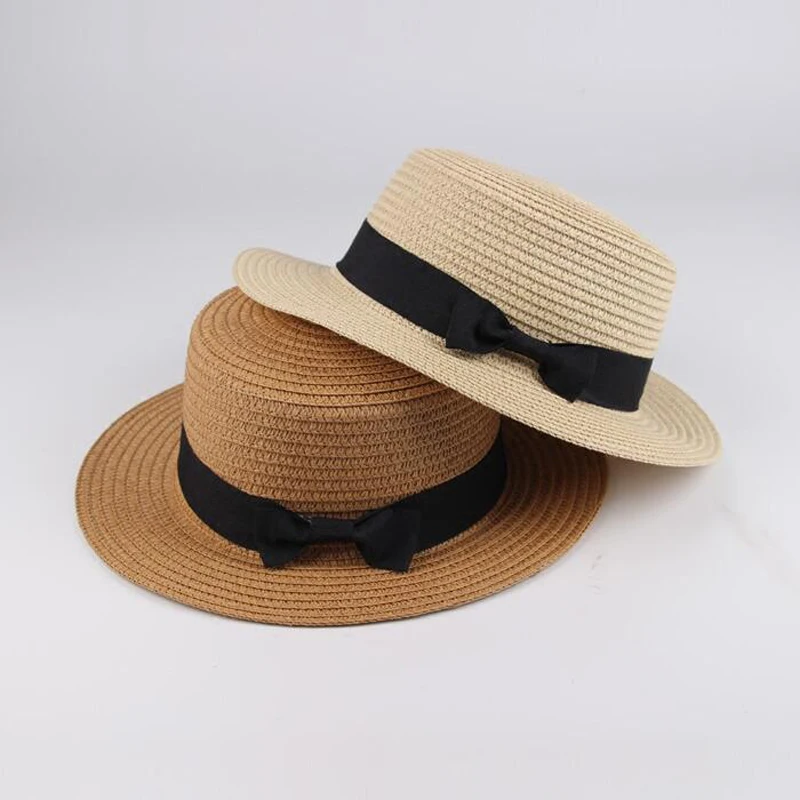 Панама женская в стиле кэжуал летняя пляжная шапка-канотье Классическая плоская