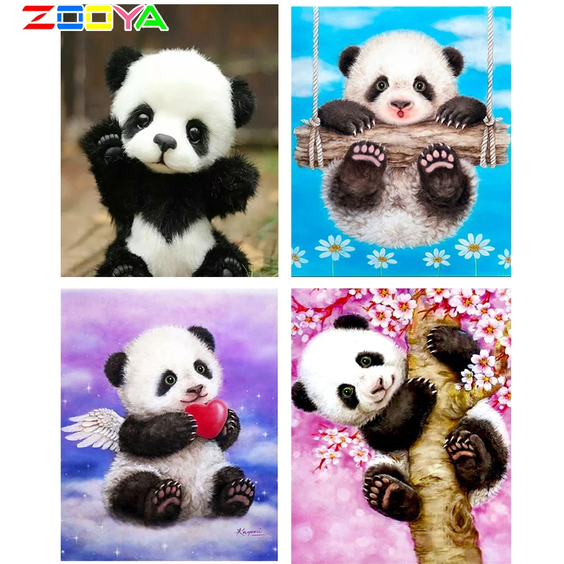 Картина из страз Zooya 5D сделай сам полноразмерная/Круглая Мозаика в виде панды