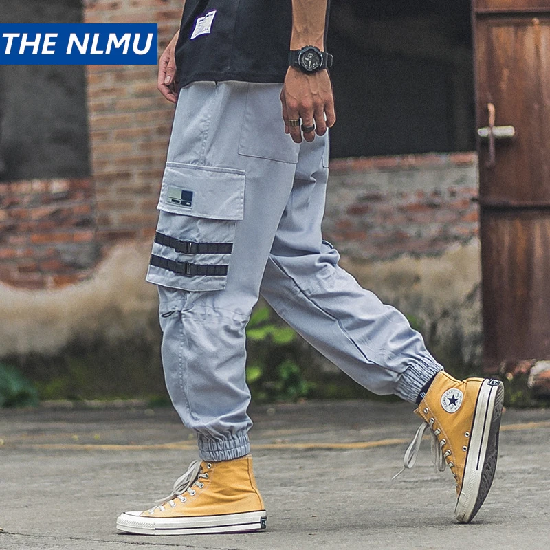 Мужские уличные брюки для бега в стиле хип-хоп с лентами повседневные брюки-карго