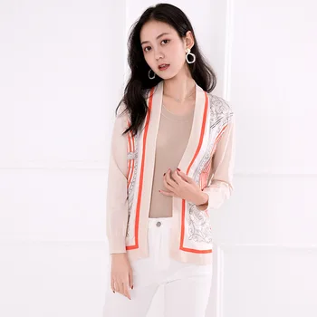 New Silk cardigan women s fashion beautiful printing long sleeve top big brand same shirt 
New Silk cardigan women s fashion beautiful printing long sleeve top big brand same shirt