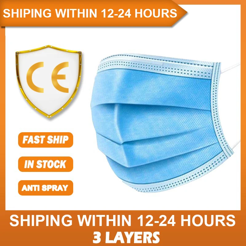 100 pcs Face Mouth Protective Mask Disposable 3 Layers Filter Earloop Non Woven Mouth Masks Shipping within 24 Hours
100 pcs Face Mouth Protective Mask Disposable 3 Layers Filter Earloop Non Woven Mouth Masks Shipping within 24 Hours