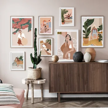 Fashion abstract girl home flower plant leaf illustration wall art canvas painting Nordic posters and prints living room
Fashion abstract girl home flower plant leaf illustration wall art canvas painting Nordic posters and prints living room