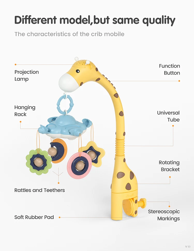 Baby Rattles Crib Mobiles Toy Holder Rotating 360°flexible Rotation Mobile Newborn's Crib Musical Box Projection Infant Baby Toy
