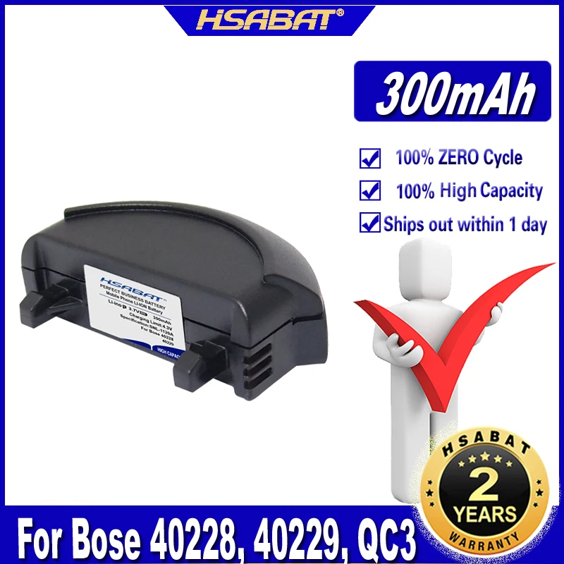 Аккумулятор HSABAT 40228 40229 NTA2358 300 мАч для наушников Bose QuietComfort 3 аккумуляторы QC3 |