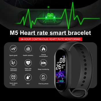 M5 Smart Bracelet Heart Rate Fitness Tracker Waterproof Bluetooth Heart Rate Monitor Watch Sport Wristband For Men Smartband
M5 Smart Bracelet Heart Rate Fitness Tracker Waterproof Bluetooth Heart Rate Monitor Watch Sport Wristband For Men Smartband