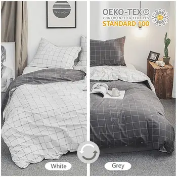 BISELINA 100% Washed Cotton Duvet Cover Set 3pcs White Grey Grid Checkered Plaid Pattern with Button Closure Reversible Bedding
BISELINA 100% Washed Cotton Duvet Cover Set 3pcs White Grey Grid Checkered Plaid Pattern with Button Closure Reversible Bedding