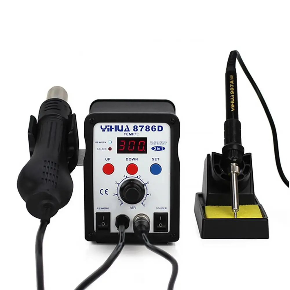 8786d Rework Station Soldering Iron Two-In-One Thermostat Soldering Station Digital Display Hot Air Gun
8786d Rework Station Soldering Iron Two-In-One Thermostat Soldering Station Digital Display Hot Air Gun
