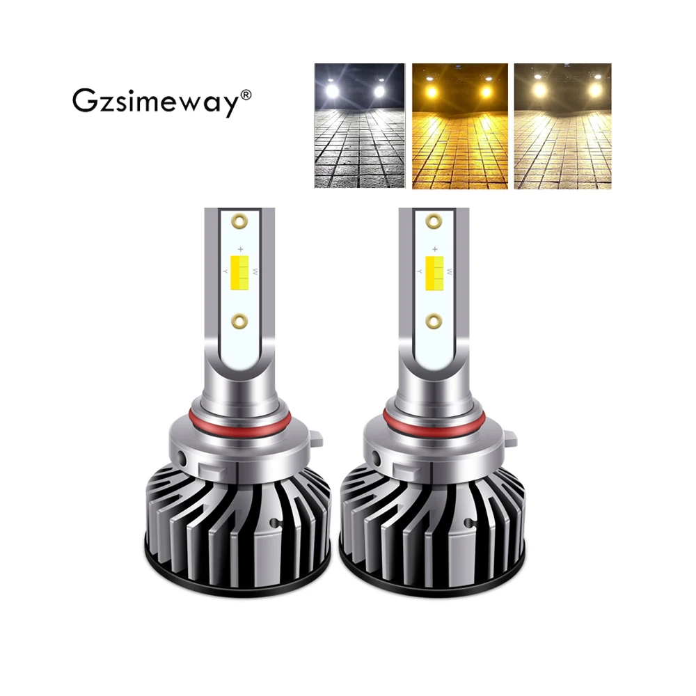 

2Pc Car led headlight H1 H7 H8 H9 H11 9005 HB3 H4 tricolor 6000K 3000K 4300K 9600LM led lamp H3 9006 HB4 881 Auto fog light Bulb