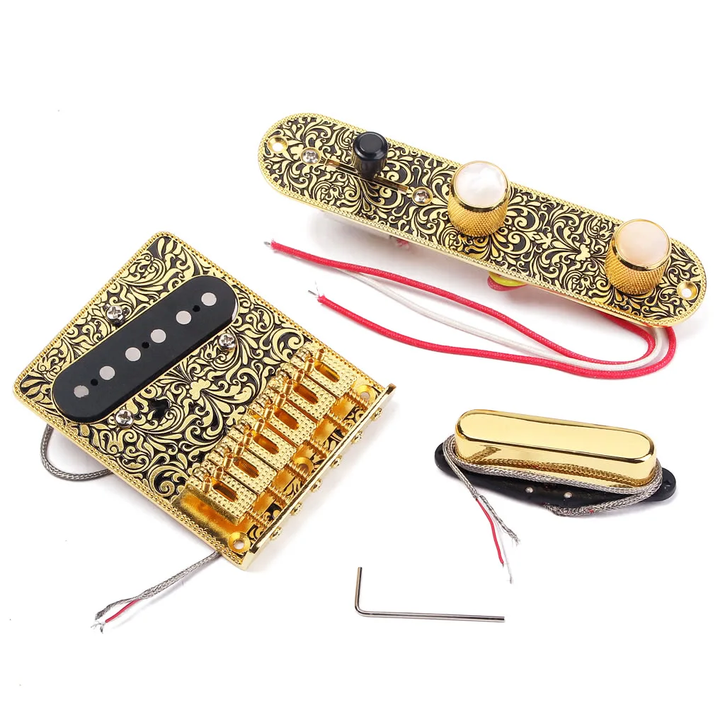 High-quality Electric Guitar 6 Saddle String Bridge Pickup Set with 3 Way Switch Control Plate Beautiful Decorative Pattern
High-quality Electric Guitar 6 Saddle String Bridge Pickup Set with 3 Way Switch Control Plate Beautiful Decorative Pattern