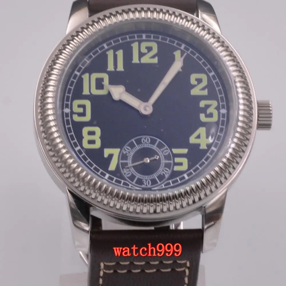 PARNIS 44mm black dial Asian ST3621 / 6498 Mechanical Hand Wind movement Watch luminous leather strap mechanical watch
PARNIS 44mm black dial Asian ST3621 / 6498 Mechanical Hand Wind movement Watch luminous leather strap mechanical watch