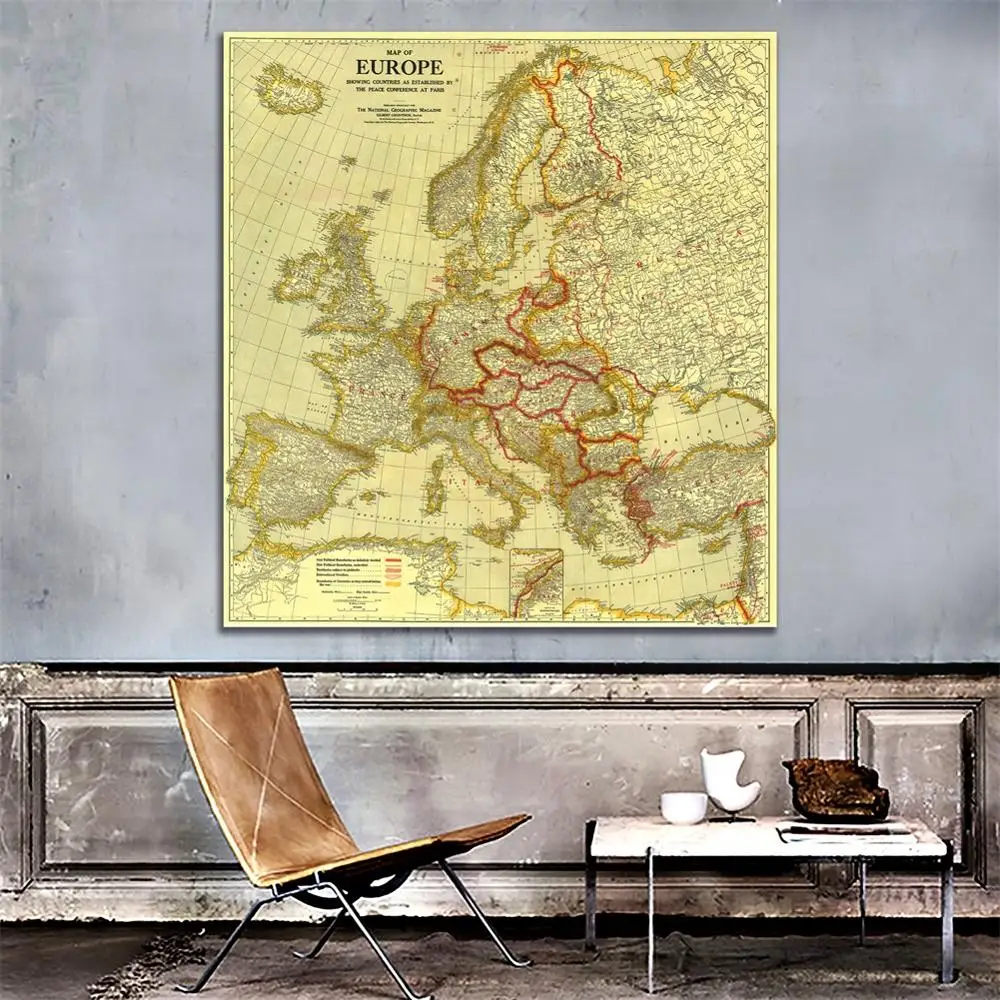 150x150cm HD Non-woven Waterproof Map Europe Vintage Map Peace Conference at Paris in 1920 For Home Decor Crafts and Wall
150x150cm HD Non-woven Waterproof Map Europe Vintage Map Peace Conference at Paris in 1920 For Home Decor Crafts and Wall