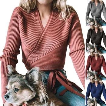 Womens Sexy V Neck Slim Fit Sweaters Cardigan Top 2019 New Fashion Front Cross Lace Up Bandage Long Sleeve Solid Knitted Sweater
Womens Sexy V Neck Slim Fit Sweaters Cardigan Top 2019 New Fashion Front Cross Lace Up Bandage Long Sleeve Solid Knitted Sweater