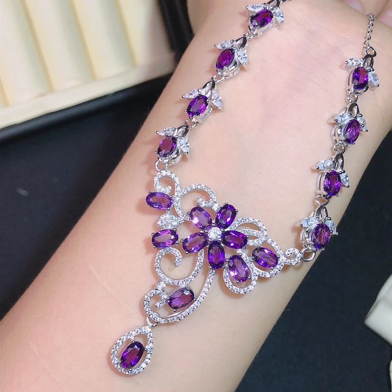 Фото Deluxe Amethyst Necklace 925 Pure Silver Customization Seiko Production Hot Selling Style Wholesale Price | Украшения и