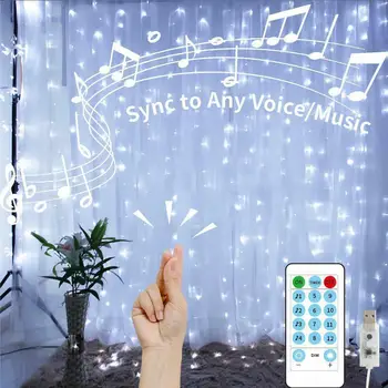 3x3M USB Led Curtain Silver Wire Music String Lights Remote control 17 keys fairy lights garland New Year Christmas decorations
3x3M USB Led Curtain Silver Wire Music String Lights Remote control 17 keys fairy lights garland New Year Christmas decorations