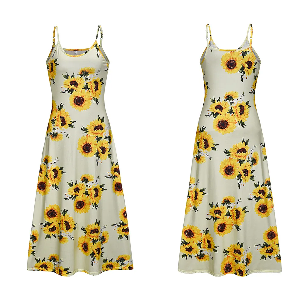 Sexy Maxi Dresses For Women Boho Print V-Neck Floral Sundresses Women Sleeveless Plus Size Dresses For Women 4xl 5xl Summer 2020