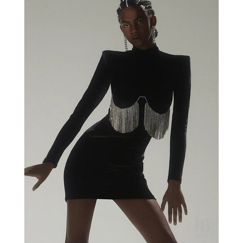 Fashion Diamonds Tassel Velvet Long Sleeve Women Mini Party Dress Femme Casual Bodycon Vintage Vestidos Clubwear Robe BD2128
Fashion Diamonds Tassel Velvet Long Sleeve Women Mini Party Dress Femme Casual Bodycon Vintage Vestidos Clubwear Robe BD2128